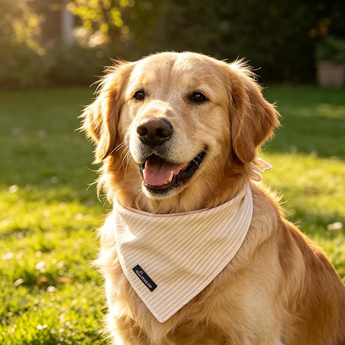 ARING PET Summer Dog Bandana-Cute Khaki Dog Bandanas, Comfortable Pet Scarf Dogs Triangle Bibs for Small to Large Boy Girl Dogs and Cats