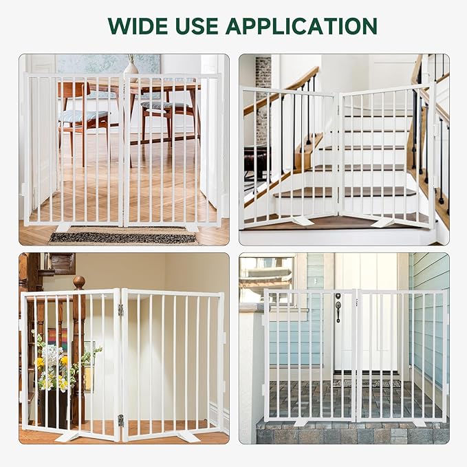 Snagle Paw Metal Freestanding Dog Gate,40” W x 36” H Dog Fence with Support Feet for Doorways, Stairs and Hallways, Portable Pet Gate for Indoor Use (2 Panel, White)