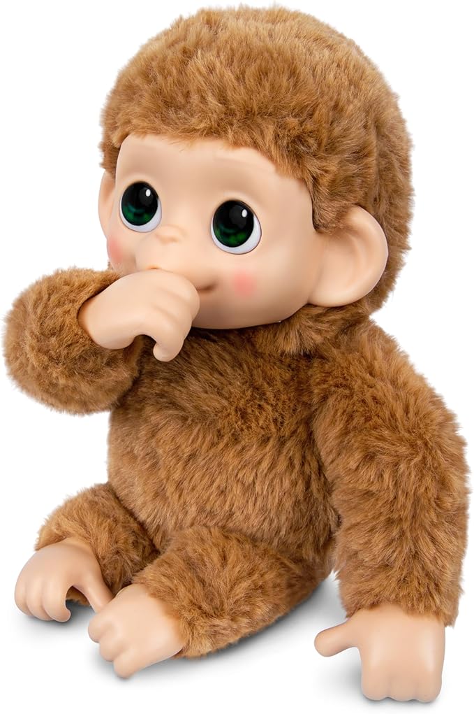 Little Live Pets Baby Monkey Minis – Pepi Peach. Interactive Pet Toy. 20+ Sounds & Reactions. Soft Brown Fur, 7.4" Tall. Super Realistic. Feed, Nurture, React. Grippy Hands & Feet. Collect All 3