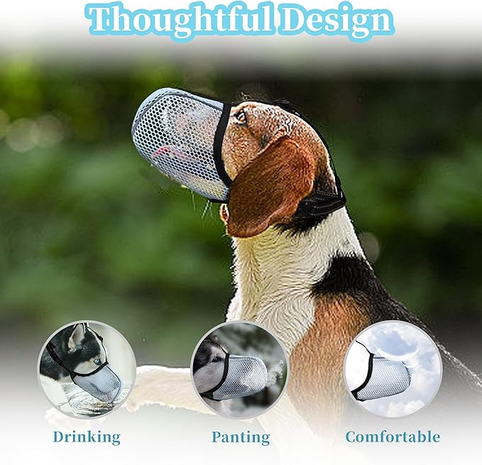Dog Muzzle, Breathable Soft for Extra Large Dogs to Anti & Prevent Barking Biting Chewing, Reflective & Adjustable Basket Muzzle with Air Mesh for German Shepherd Blue XXL