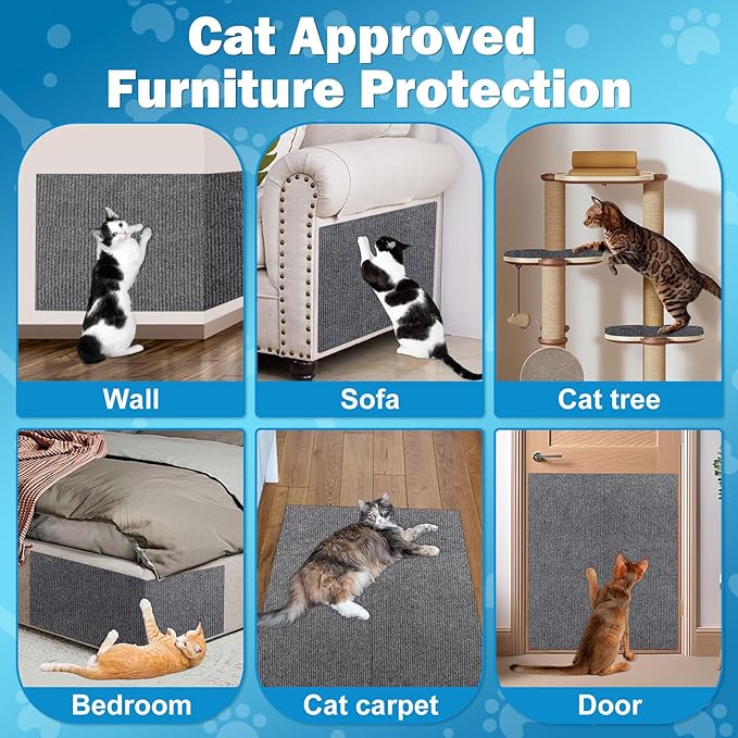ENONCI 23.6x15.8 Cat Wall Scratcher Mat with Nano Tape,Anti Cats Scratch Furniture Couch Carpet Corner Protector for Indoor,Trimmable Cat Scratching Pad Board Sofa Replacement