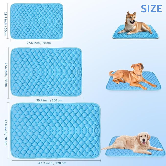 Dog Cooling Mat Self Cool Pad Blue