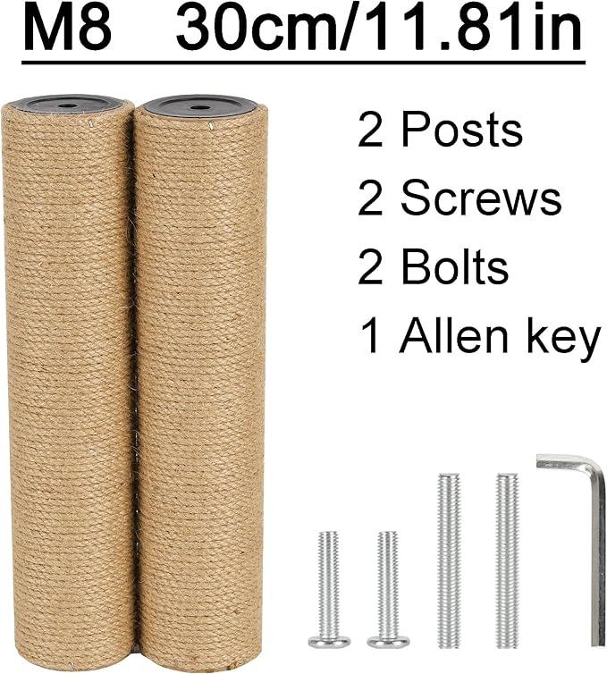 6.8cm 2.7in Diameter Cat Tree Scratching Post Replacement Jute (30cm/11.81in, M8)
