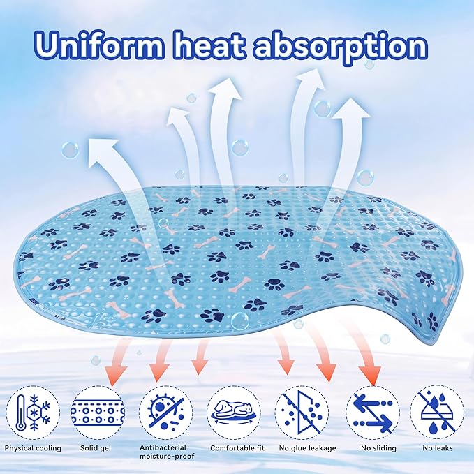 Dog Cooling Mat, Patented Gel Cooling Dog Bed, Non-Slip Waterproof Gel Cooling Pad for Small Dogs, Pet Cooling Mat for Indoors Outdoors, Crate Kennel Car Travel 16"x23.6"