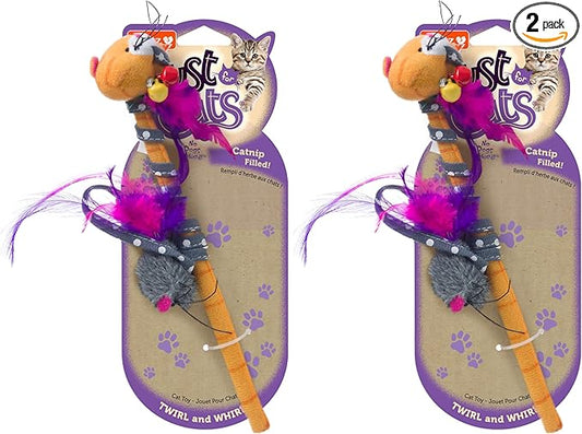 Hartz Just for Cats Twirl and Whirl Interactive Cat Toy Wand, All Breed Sizes (Pack of 2)