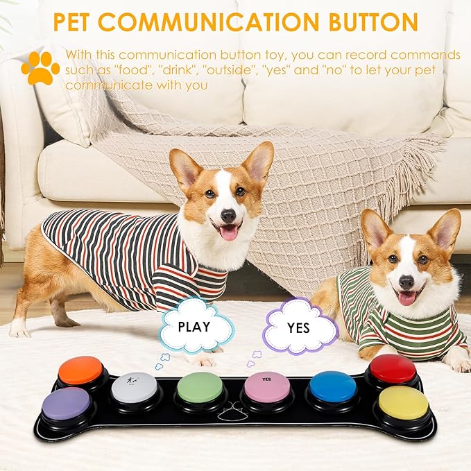 8Pcs Dog Buttons for Communication Battery Powered Voice Recording Buttons Plastic Dog Talking 8 Colors Communication for Training Your to Talk