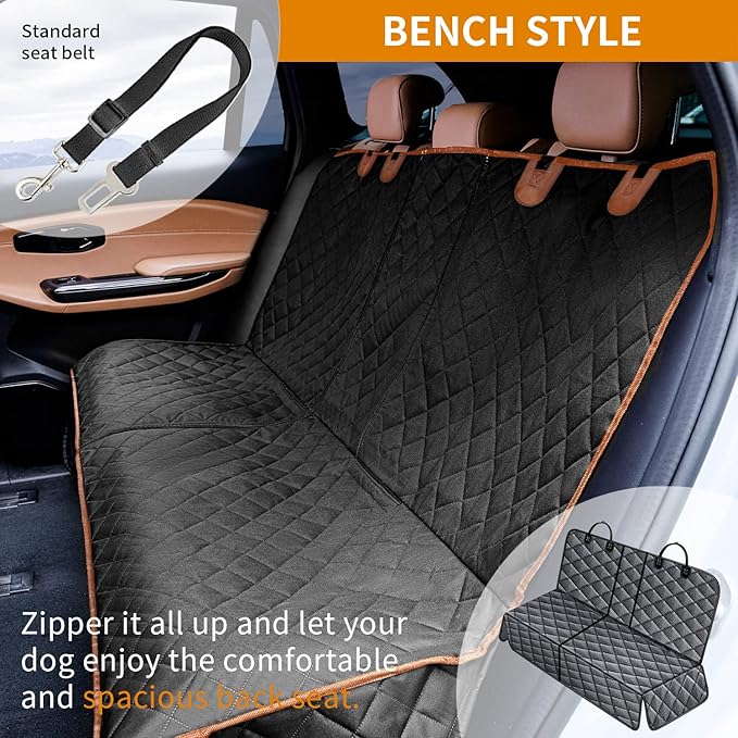IVY&LANE Dog Car Seat Cover for Back Seat,Conversible 2-in-1 Waterproof Front Seat Cover,Heavy-Duty & Scratchproof Car Seat Protector Cover for SUVs,Trucks and Sedans,Large