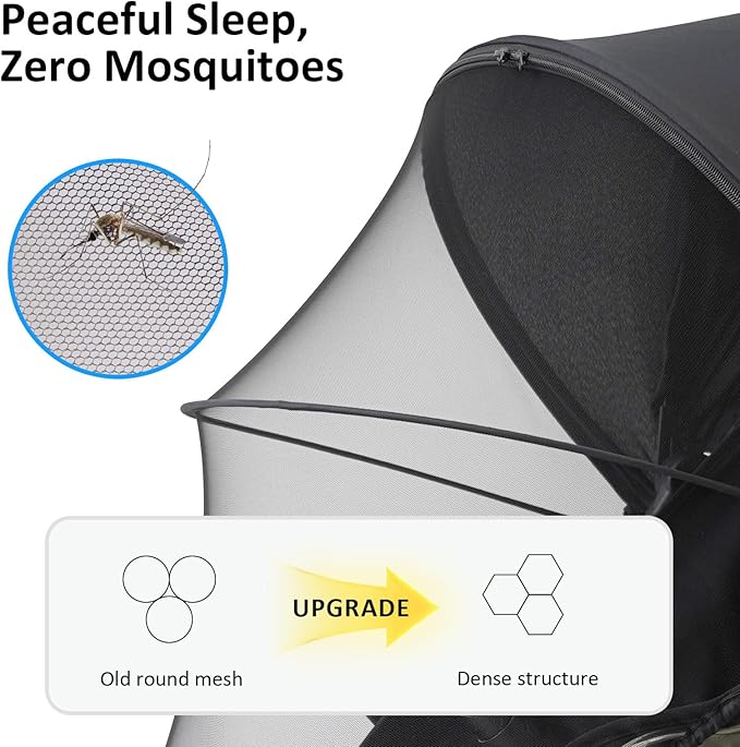 2-in-1 Stroller Cover, Mosquito Net for Baby Stroller with Sun Shade, Stroller Accessories - UV Protection & Breathable 3D Mesh with Two-Way Zipper, Universal Fit Most Stroller