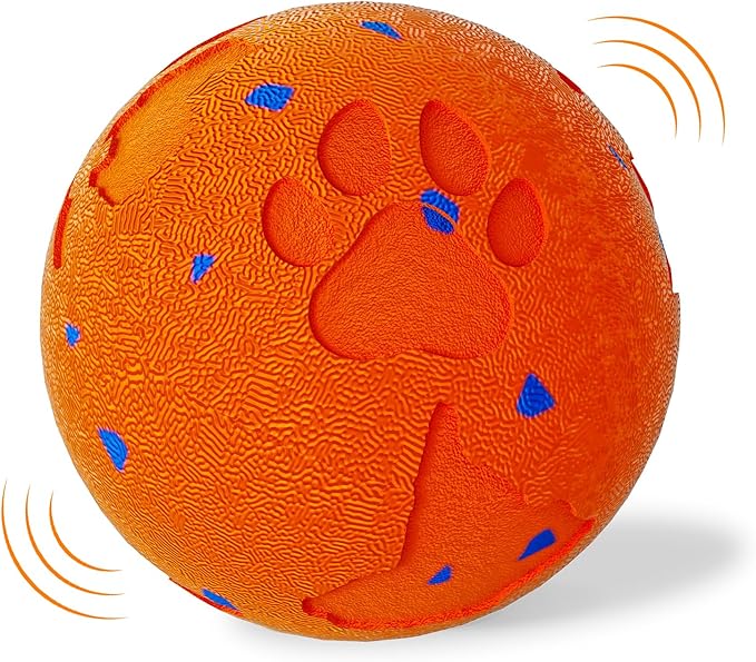Smart Interactive Dog Toy Ball, Automatic Moving Rolling & Bouncing, Motion Activated E-TPU Dog Ball, Waterproof Chew Resistant for Medium & Large Dogs (Orange)