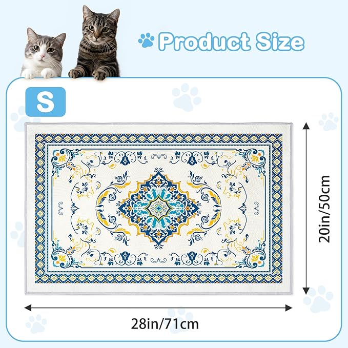 Washable Cat Litter Mat 28"x20" with Non-slip Bottom Waterproof Litter Box Mat Easy to Clean Litter Trapping Mat for Kitty