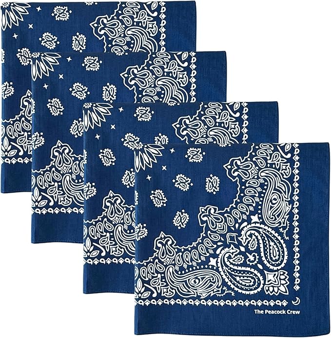 The Peacock Crew Premium Soft Cotton Bandanas Pack for Men and Women Paisley 22 x 22 inches