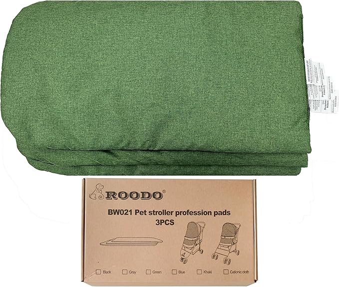 ROODO Pet Stroller Mat,Dog Stroller Cushion,Inner Pad for Exclusive Use,Original,Replaceable,Easy to Clean,Set of 3 pc(Green)