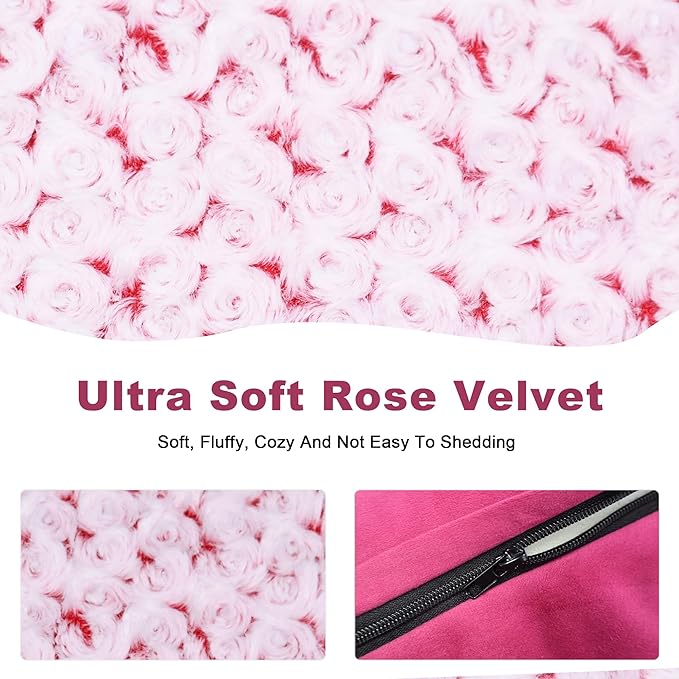 Orthopedic Dog Bed - Breathable Egg-Crate Foam Sofa Couch with Bolster, Water-Resistant Liner & Washable Rose Velvet - Ideal for Corgis, French Bulldogs, Rose Pink, L (35'' x 22'')