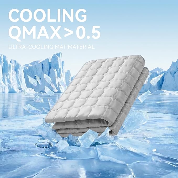 FunFurry Cooling Mat for Dogs，59"X40" Extra Large Pet Pad，Q-Max>0.5 Rapid Cooling Dense Weave Fabric，Washable Kennel Mat with Non-Slip Bottom (Light Grey, XXL)