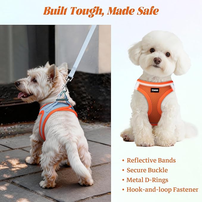 YIMEIS Dog Harness and Leash Set, No Pull Soft Mesh Pet Harness, Reflective Adjustable Puppy Vest for Small Medium Large Dogs, Cats (Orangeblue, X-Small (Pack of 1)
