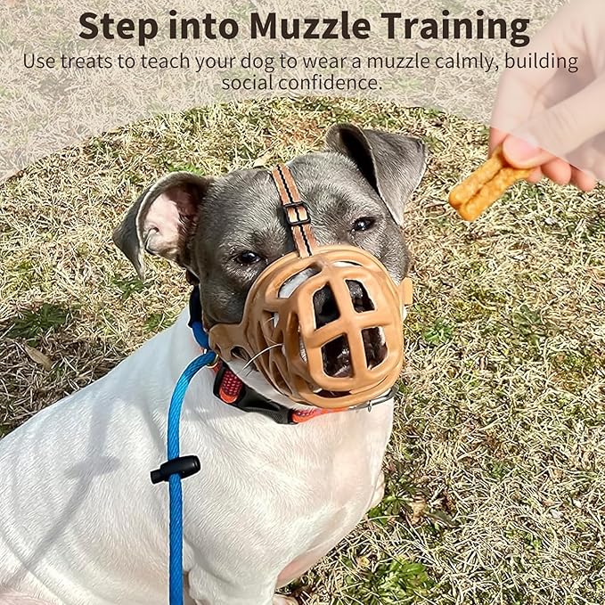 Mayerzon Dog Muzzle, Breathable Basket Muzzles for Small, Medium, Large and X-Large Aggressive Dogs Beagle German Shepherd Doberman, Cage Mouth Guard Stop Biting Chewing for Grooming Training