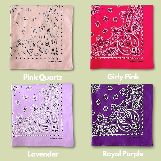 The Peacock Crew Premium Soft Cotton Bandanas Pack for Men and Women Paisley 22 x 22 inches