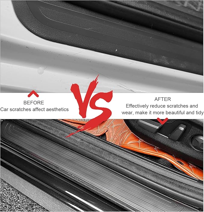 4PCS Car Door Sill Protector, Anti-Scratch Door Edge Guards Protector, Rubber Car Door Sills Scratch Protection, Universal Auto Threshold Pedal Edge Protector Strip (Black, Width 2.36")