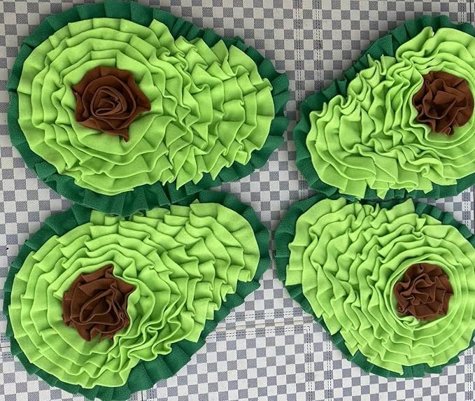 A Pair of Avocado Style Washable Anti Slip,Green Tough Feeding mat for Dogs, Pets Food Puzzles, pet Sniffing Foraging Snuffle mat