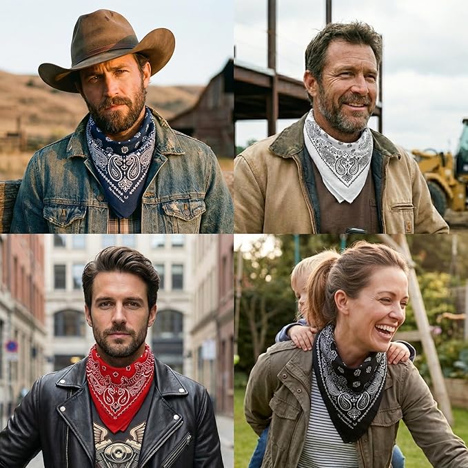 The Peacock Crew Premium Soft Cotton Bandanas Pack for Men and Women Paisley 22 x 22 inches