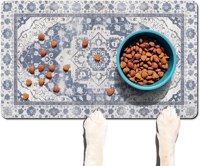 Absorbent Pet Dog Bowl Mat for Food and Water, Pet Cat Food Feeding Mat with Non Slip Rubber Backing, Dog Food Mats for Floors Waterproof, 24"x32"