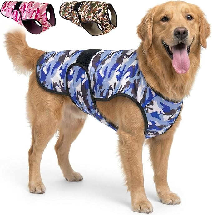 Dog Cooling Vest - 2-Layer Lightweight Performance - UPF50+ Full Coverage & Adjustable Fit for Small to Large Dogs (Blue, X-Large)