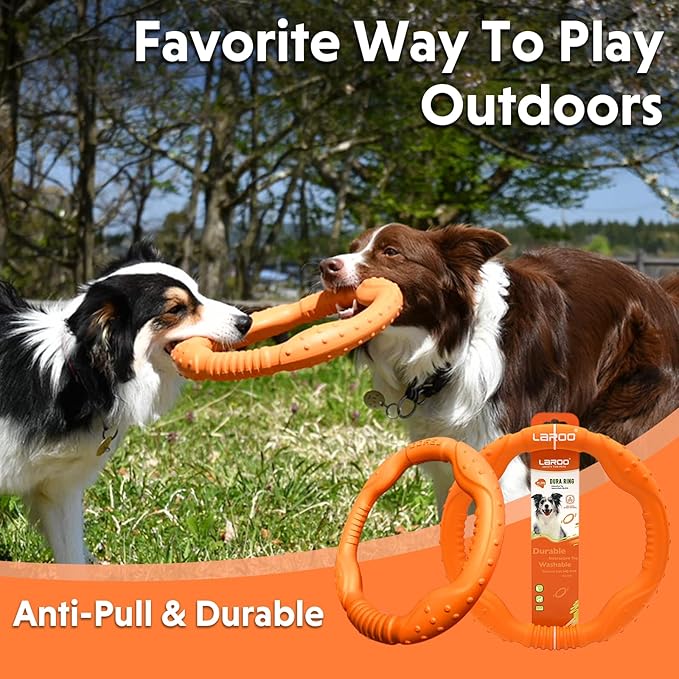 LaRoo Dog Ring Toy - Durable Flying Disc for Fetch, Water Floating & Training Tough, Chew-Proof Design for Aggressive Chewer Breeds, Easy-Throw Lightweight Frisbee for Medium/Large Dogs (Orange/30cm)