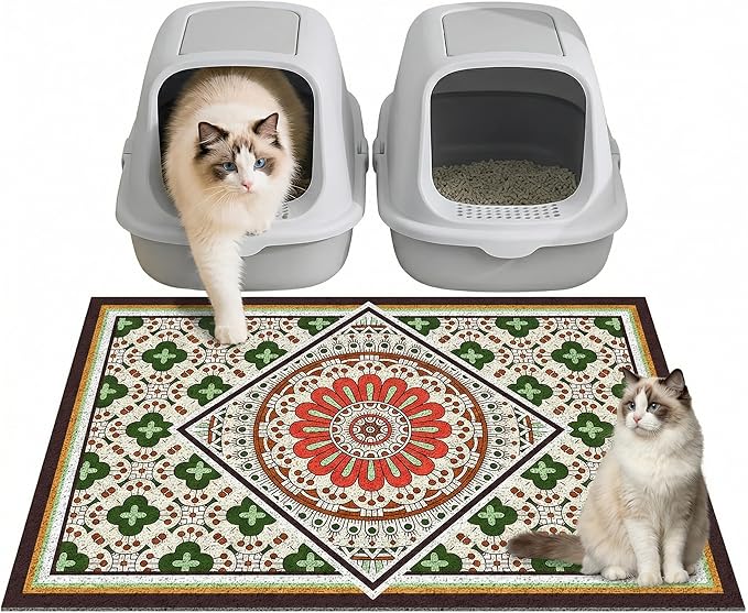Extra Large Cat Litter Mat 30"x24",Heavy-Duty Litter Rug Catcher with Deep Textured Surface,Non-Slip Kitty Litter Mat Waterproof & Easy Clean, Ideal for Multiple Cats