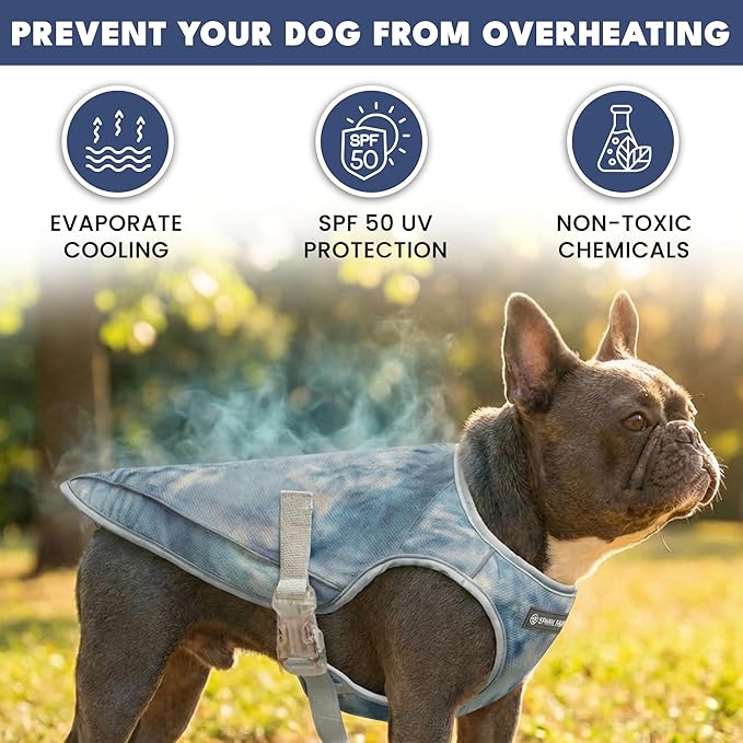 Spark Paws Dog Cooling Vest - SPF 50 UV Sun Protection - Summer Heat Relief Gear for Dogs, Lightweight, Evaporative Cooling - Dog Anxiety Relief Vest During Hot Days - Ice Blue, Medium