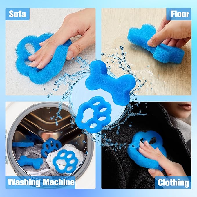 LemonRoad 12 Pcs Pet Hair Remover for Laundry Reusable Laundry Pet Hair Catcher Dog Cat Lint and Fur Remover Washing Machine and Dryer Fur Catcher for Clothes Bedding, Safe and Durable for All Fabrics