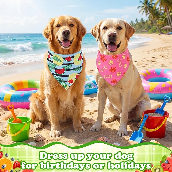 Youyole 120 Pcs Dog Bandana Bulks Fruits Dog Bandanas Summer Pet Scarf Soft Cat Triangle Scarfs Pet Bandana Flamingo Bibs for Small and Medium Breed Costume Accessories Decor