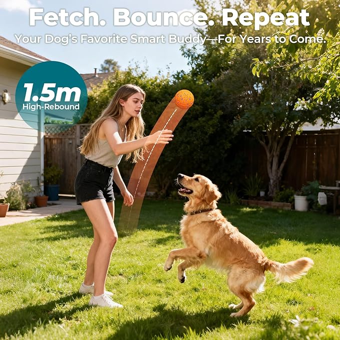 Smart Interactive Dog Ball Toys: Automatic Bouncing Rotating Moving, 3 Modes, Durable Material, Waterproof, Rechargeable Active Rolling Pet Toy for Medium Large Dogs Indoor Outdoor, Orange or Blue