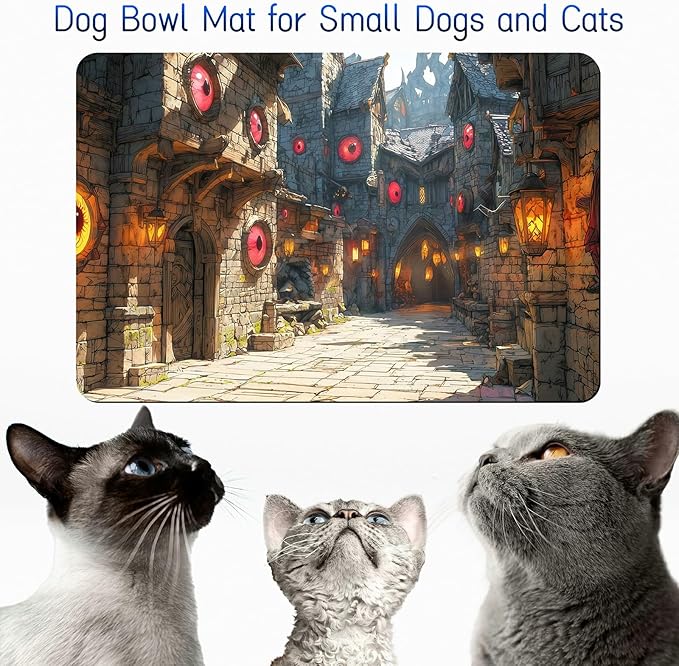 Dog Food Mat, 19.6" x 23.6" Absorbent Pet Feeding Mat for Food and Water, Waterproof Diatom Mud Pet Placemat with Non-Slip Rubber Backing, Easy Clean Cat Bowl Mat for Floors - Castle Town