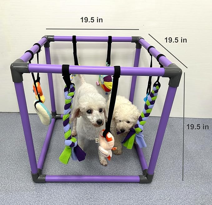 DOZZOPET Puppy Play Gym for Small Dogs with 8 Hanging Toys, Jungle Playground with Interactive Funny Enrichment Toys to Keep Them Busy