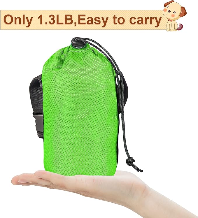 XiaZ Dog Tie Out Cable for Camping, 75FT Portable Overhead Trolley System for Dogs up to 300lbs，Dog Lead for Yard, Camping, Parks, Outdoor Events,5 min Set-up, Green