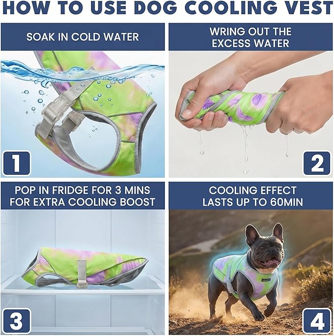 Spark Paws Dog Cooling Vest - SPF 50 UV Sun Protection - Summer Heat Relief Gear for Dogs, Lightweight, Evaporative Cooling - Dog Anxiety Relief Vest During Hot Days - Neon Purple - Size L