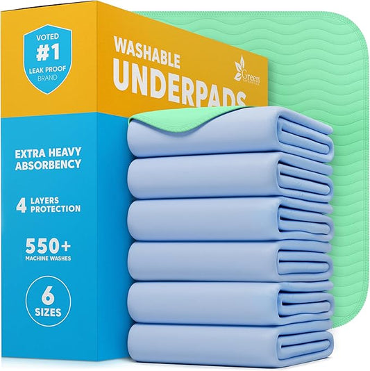 GREEN LIFESTYLE® Washable Underpads - Heavy Absorbency Reusable Bedwetting Incontinence Pads for Kids, Adults, Elderly, and Pets - Toddler Mattress Pads for Bed, Sofa, Floor (Pack of 40 - 34x36)