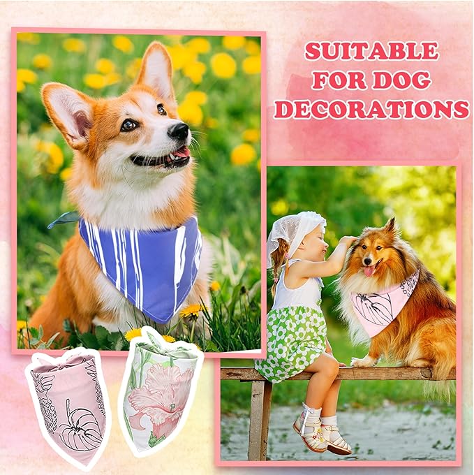 Huhumy 150 Pcs Boho Dog Bandanas Bulk Pet Bibs Colorful Triangle Scarf Pet Boho Bandanas for Medium Large Dogs Spring Summer Birthday Costume Decoration