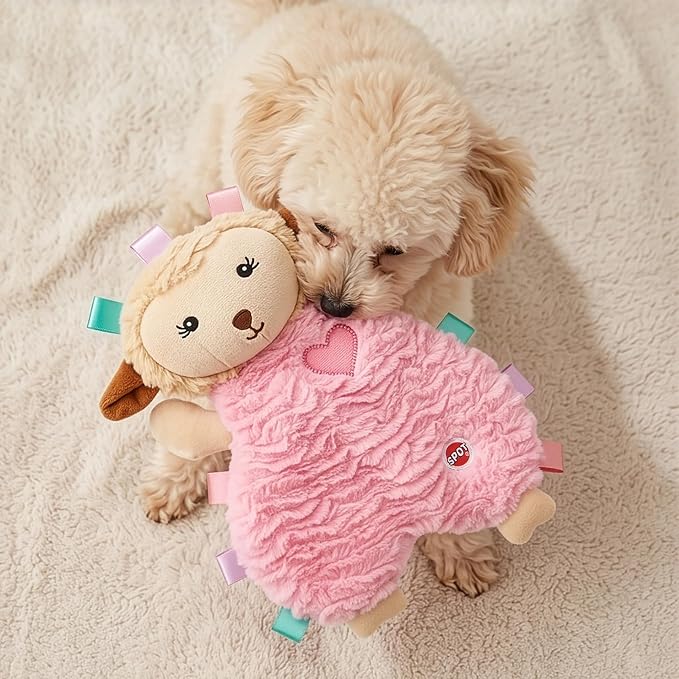 SPOT Soothers Tabbie Lambie Dog Toy - 8in Mini Stuffing-Free Calming Plush with Lavender Scent & Squeaker for Toy Breeds & Puppies, Anxiety Relief - 1 of 3 Assorted Colors, Sent at Random