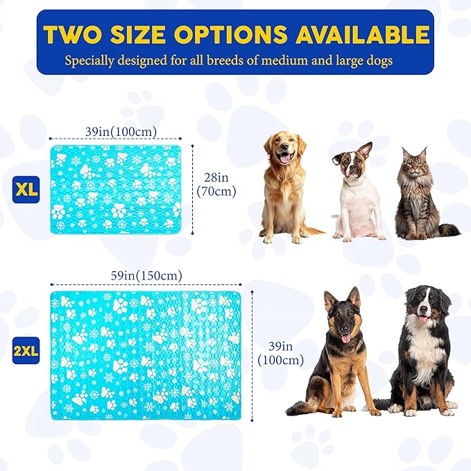 Starry Cooling Mat for Dogs Large 59'' X 39'' Dog Cooling Mat Self Coolings Thin Breathable Washable Non Slip Foldable Portable Reusable in Summer Suitable for Indoor Outdoor Blue