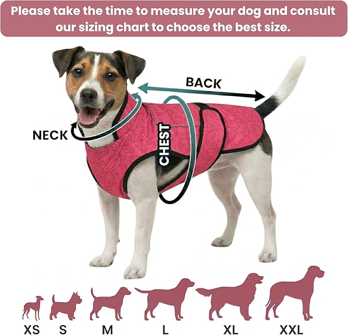 Dog Cooling Vest with Ice Pack – 2-Layer Evaporative Cooling Jacket with High Collar, UV Protection & Size-Matched Ice Pack – Cooling Vest for Dogs for Hot Weather (Pink Floral, X-Small)