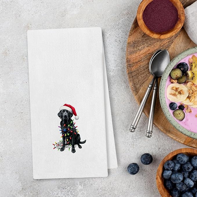 Labrador Retriever Kitchen Towels - Funny Dog Christmas Decor, Black Labrador Retriever Lovers Gifts, Halloween Dog Hand Towels Dishcloth for Kitchen Bathroom Decorative, 16x24