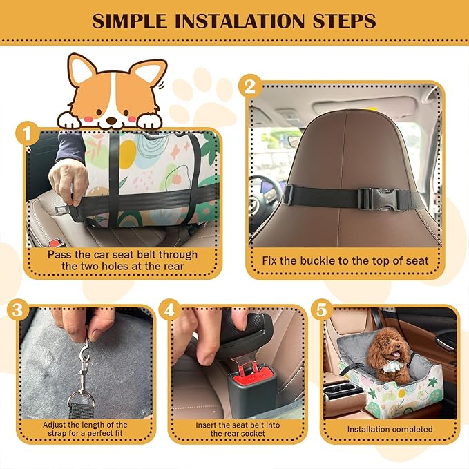 Dog Car Seats for Small Medium Sized Dogs Carseat for Car Funny Fuzzy Pet Dog Booster Car Seat Puppy Under 31 Lbs with Soft Plush Cushion&Washable Removable Cover