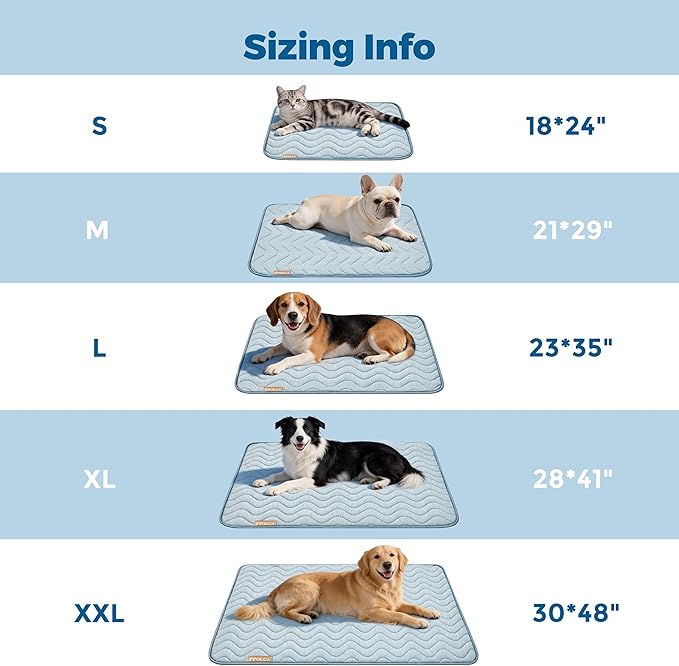 PPOLCA Waterproof Cooling Mat for Medium Dogs - Q-MAX>0.5, Thin Memory Foam Kennel Dog Crate Bed, Portable Non-Slip & Machine Washable Dog Pad for Indoor & Outdoor 21x29, Blue