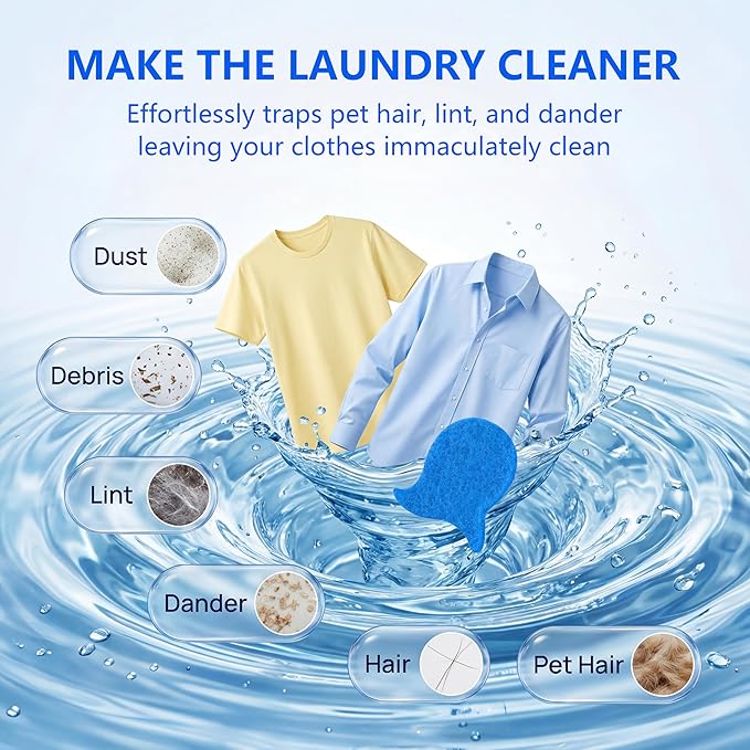 Pet Hair Remover for Laundry,Reusable Dog & Cat Hair Catcher for Washing Machine & Dryer,Effectively Removes Fur,Lint and Dander from Bedding,Clothes(6Pcs Blue)
