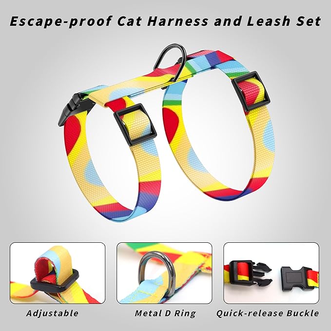 Seyezo Cat Harness and Leash Set, Adjustable Kitten Harness Escape Proof Cats Harness, Soft Lightweight Walking Travel Pet Harness, Cute Kitty Harness Leash Set for Small Medium Cats, Yellowstone Park