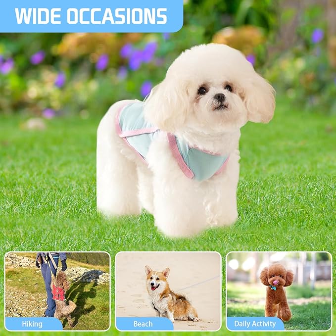 Dog Cooling Vest, Summer Pet T-Shirt, Breathable Quick-Dry Outfit for Dogs and Cats, Blue (Blue, Large(8.8-12lb))
