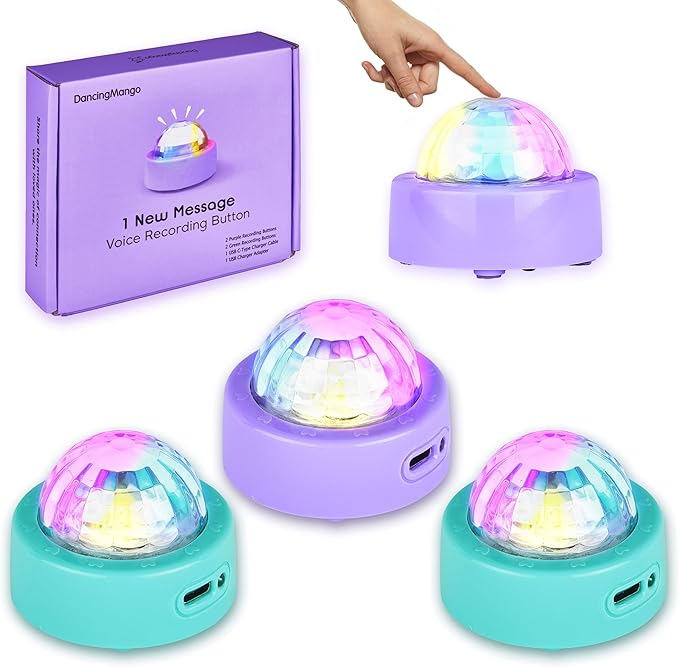 Voice Recording Button: Language Development, Learning Tool, Family & Classroom Use, Communication Fun, USB Rechargeable (Set of 4)