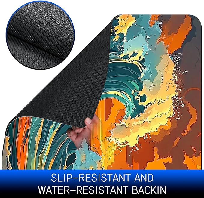 Dog Food Mat, 15.7" x 23.6" Absorbent Pet Feeding Mat for Food and Water, Waterproof Diatom Mud Pet Placemat with Non-Slip Rubber Backing, Easy Clean Cat Bowl Mat for Floors - Sunset Waves