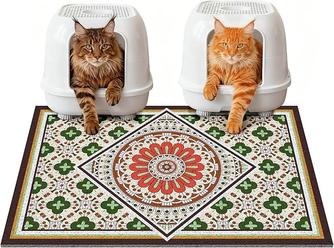 Jumbo Cat Litter Mat Catcher 35"x24" | Ultra-Absorbent Litter Box Rug with PVC Mesh | Non-Slip Cat Rug for litter box, Washable Kitty Litter Mat For Indoor,Garden